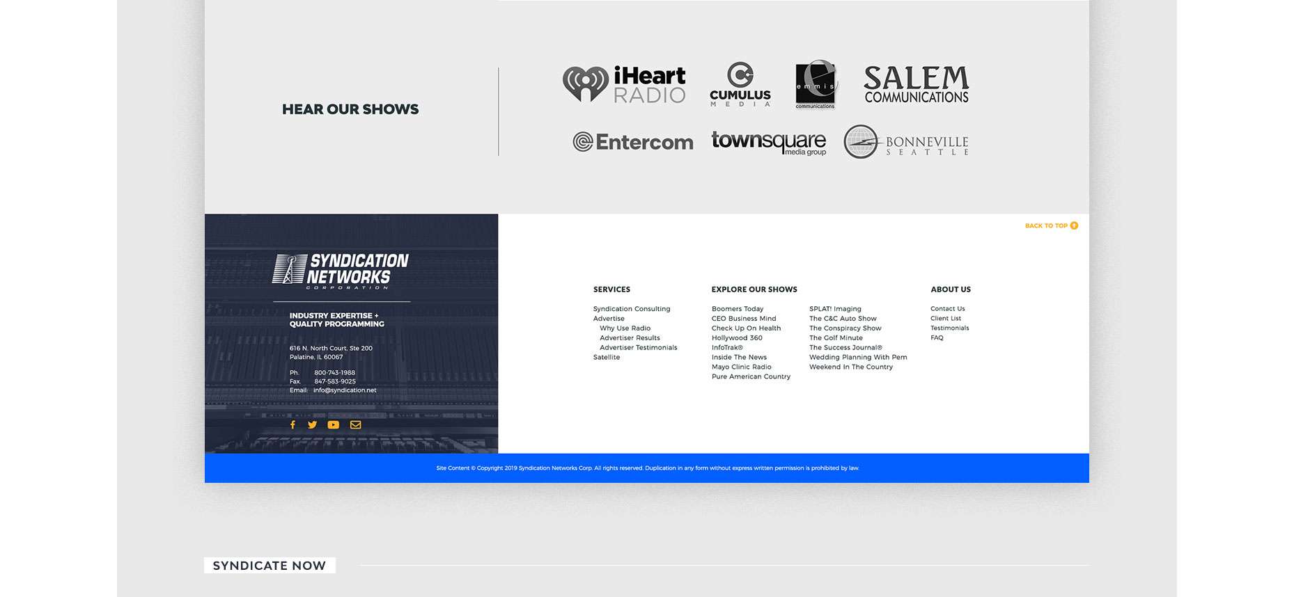 Joint Medias | Syndication Networks page footer design