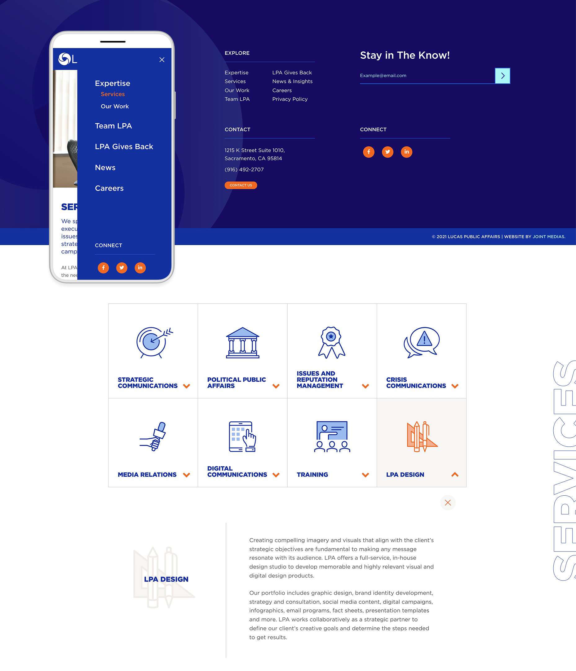 Joint Medias | Website design and development for LPA website homepage design sample.