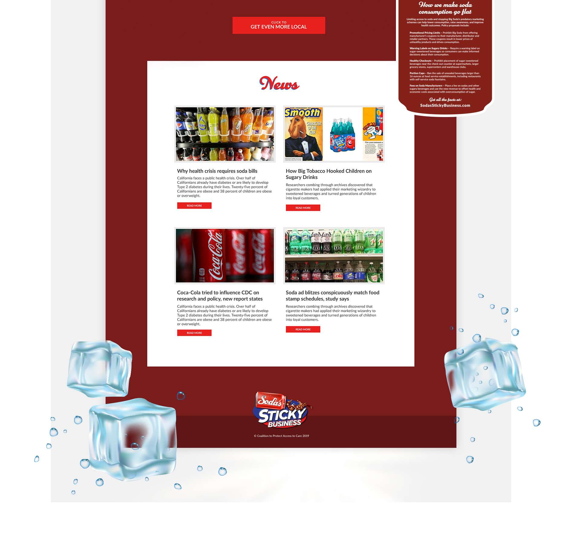 Joint Medias | CA 2019 "Sugar Tax" Initiative | Soda's Sticky Business Website news section