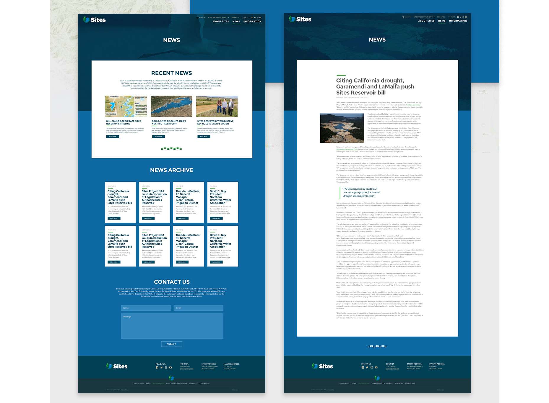Joint Medias | Sites Reservoir Project news archive and single news web page design.