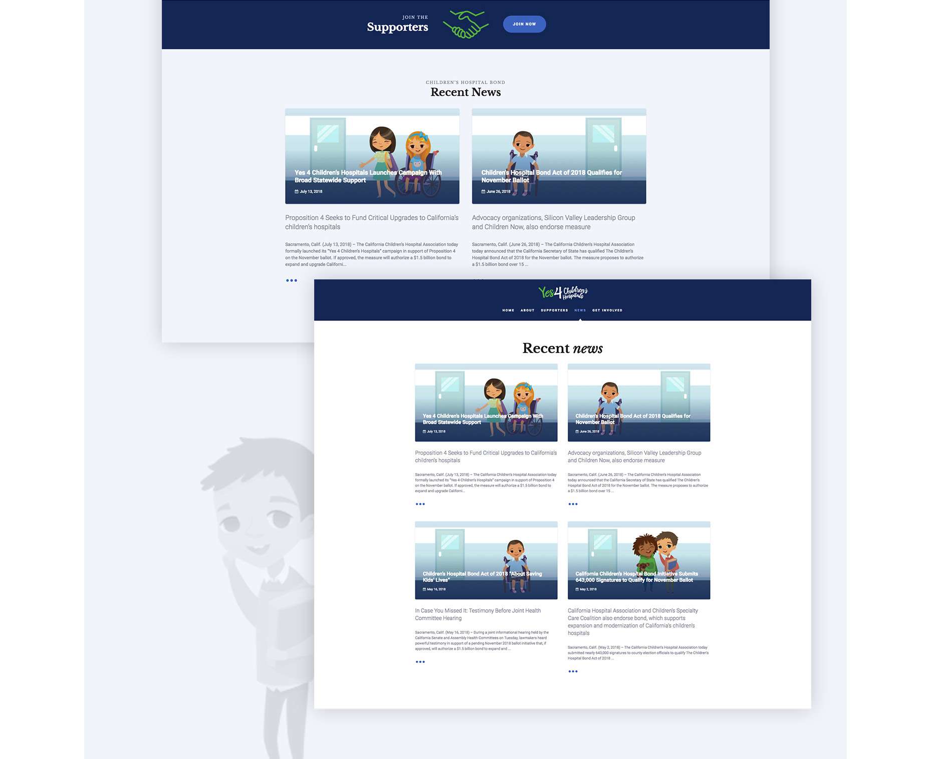 Joint Medias | California's Children's Hospital Association recent news page design.