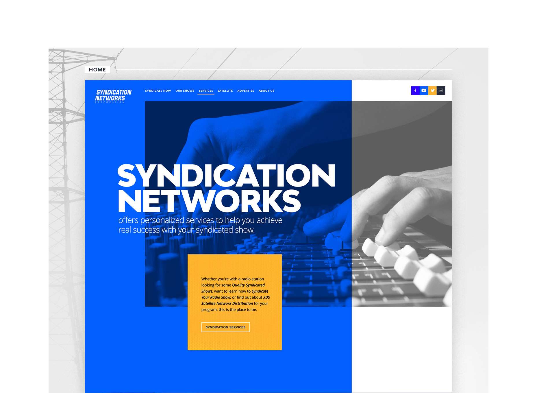 Joint Medias | Syndication Networks home page design sample of the header section