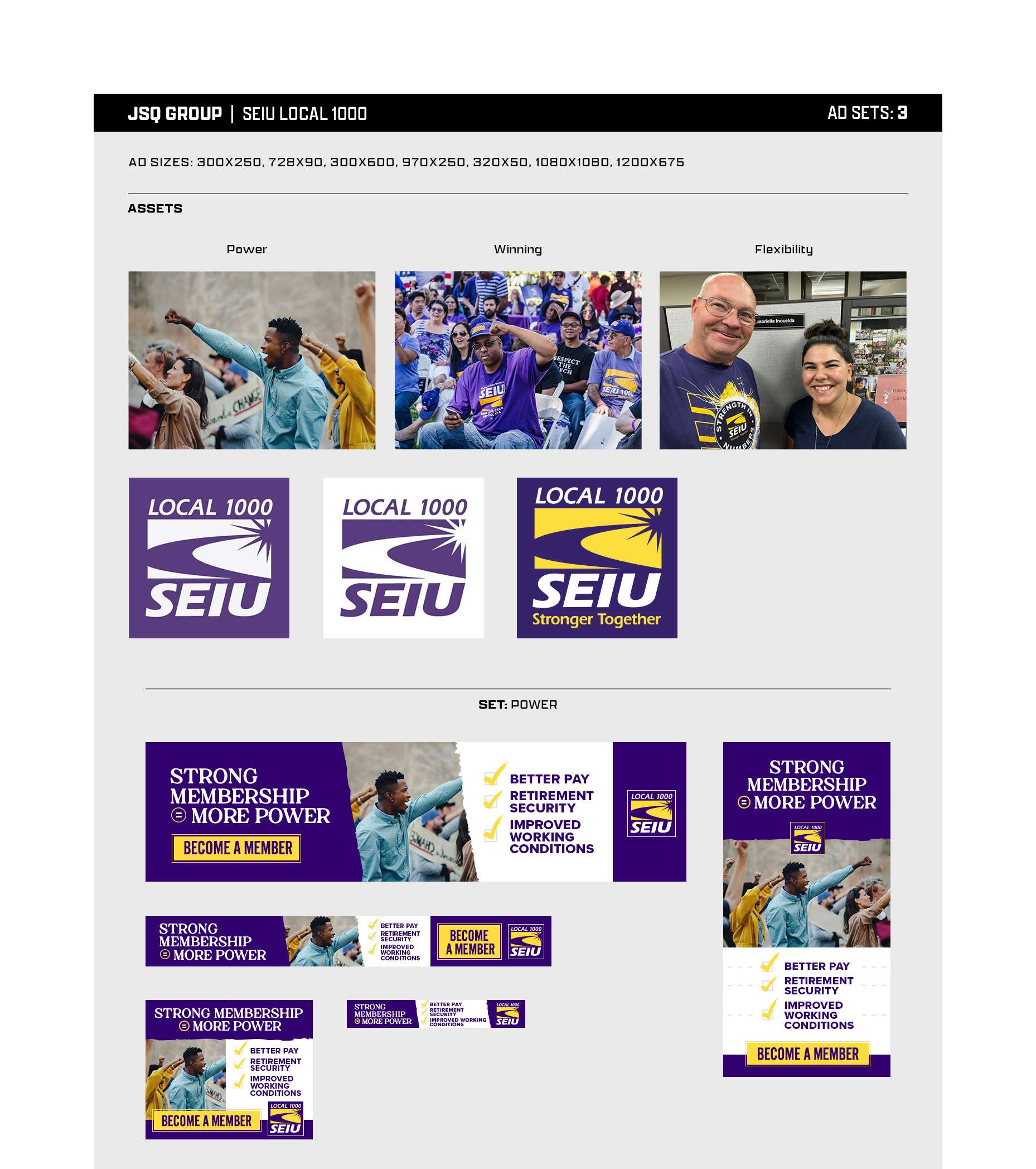 Joint Medias | SEIU Social Media Graphics, digital banner ads.